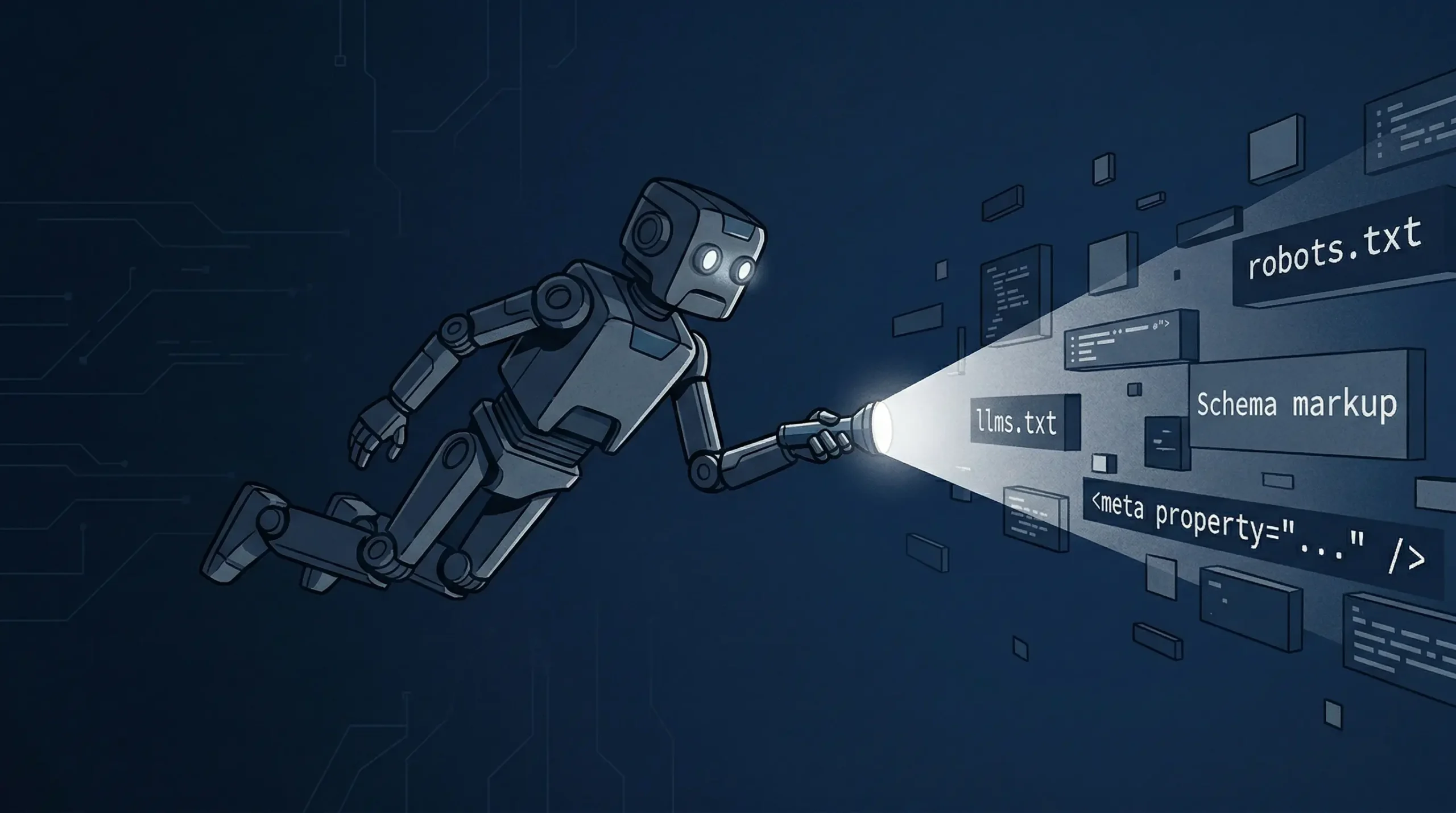 Robot crawling information on the web — illustration of how AI crawlers work